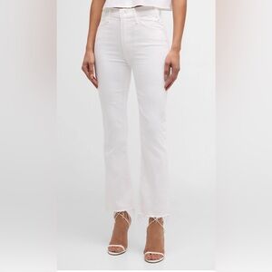 MOTHER JEANS Women's The Hustler Ankle Fray High Rise size 25, white